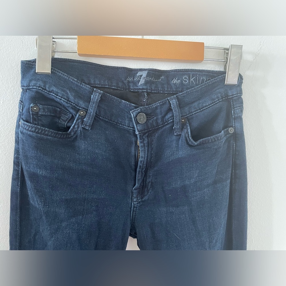 7 FOR ALL MANKIND- Navy Thin “The Skinny” Jeans  - 27